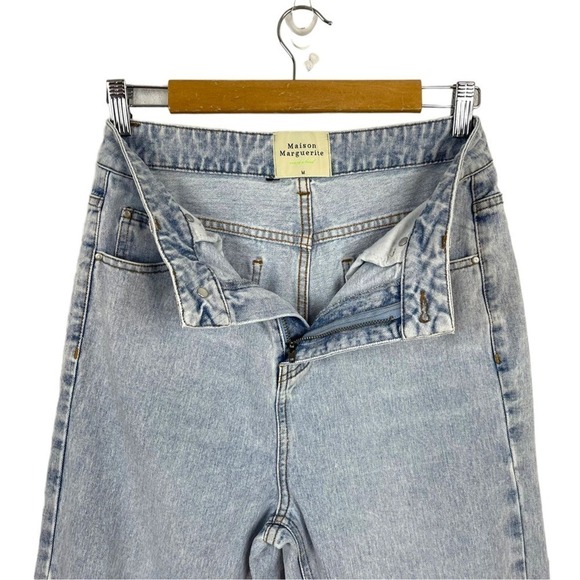 Maison Marguerite Light Wash High Rise Waist Rigid Denim Wide Leg Jeans Size M - Picture 11 of 16